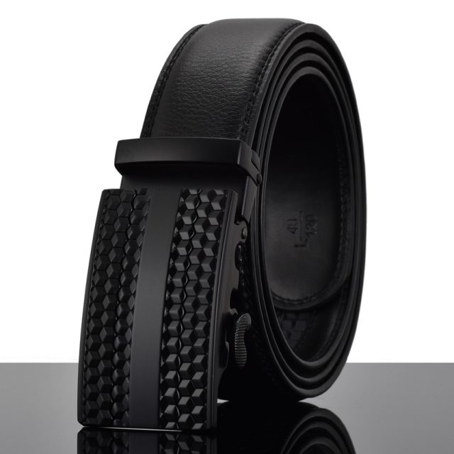 Elegant Monocolor Black Belt With Automatical Buckle