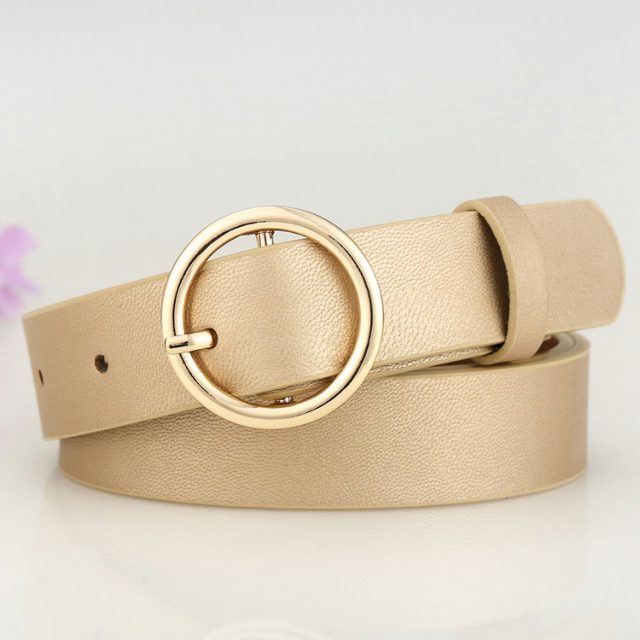 Women’s Round Metal Leather Belts