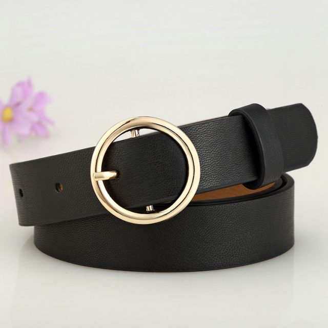 Women’s Round Metal Leather Belts